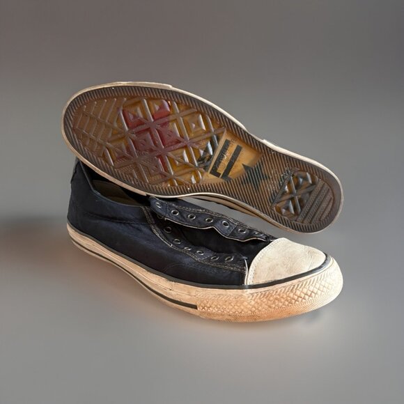 Converse John Varvatos Laceless Low Top Sneakers Mens 10.5 Us Black Slip On - Picture 1 of 16